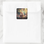 Happy Ostersonne mit Ostereiern Quadratischer Aufkleber (Tasche)