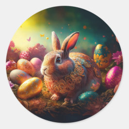 Happy Ostersonne mit Ostereiern Runder Aufkleber