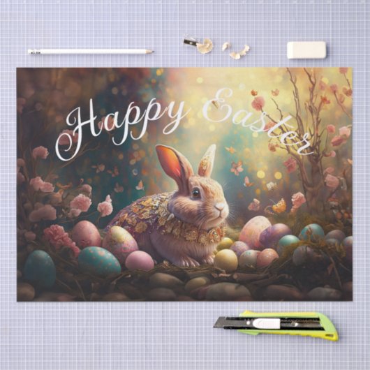 Happy Ostersonne mit Ostereiern Seidenpapier (Handwerk)