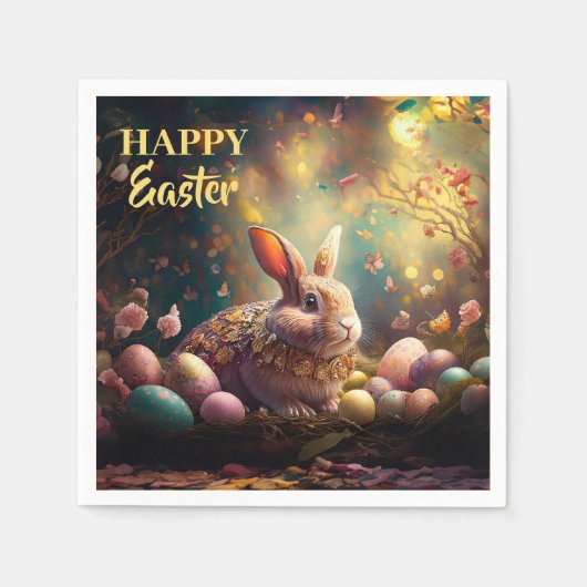 Happy Ostersonne mit Ostereiern Serviette (Vorderseite)