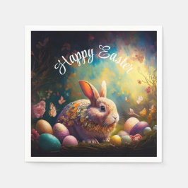 Happy Ostersonne mit Ostereiern Serviette