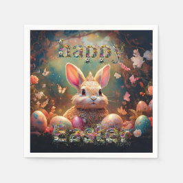 Happy Ostersonne mit Ostereiern Serviette