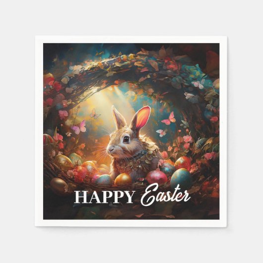 Happy Ostersonne mit Ostereiern Serviette (Vorderseite)