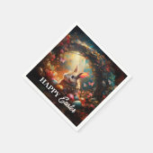 Happy Ostersonne mit Ostereiern Serviette (Ecke)