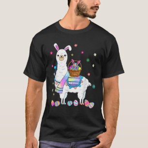 Happy Ostertag 2022 Llama Bunny Bringing Eggs Ba T-Shirt