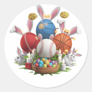Happy Ostertag 2025 Funny Heart Bunny Eggs Runder Aufkleber