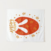 Happy Ostertag Blätter und Ei, niedlich Osterhase Wandteppich (Vorderseite (Horizontal))