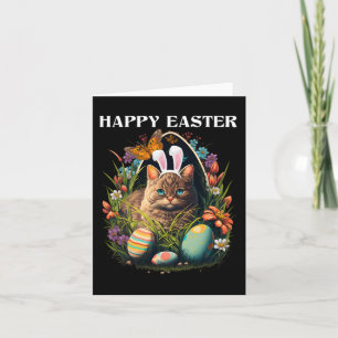 Happy Ostertag Bunny Cat Eggs Basket Männer Frauen Karte