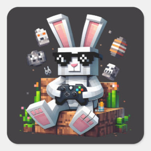 Happy Ostertag Bunny Egg Video Gamer Ostertag Quadratischer Aufkleber