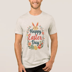 Happy Ostertag Bunny & Eggs Tri-Blend Shirt