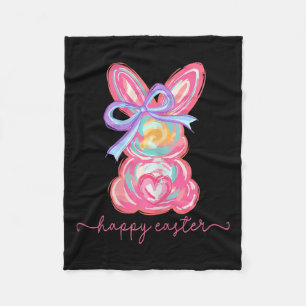 Happy Ostertag Bunny Rabbit Brushstroke T-Shirt Wo Fleecedecke