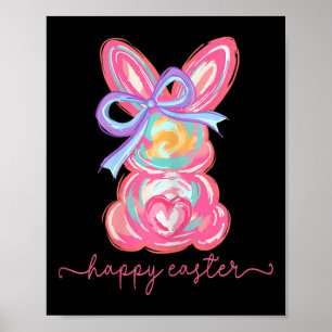 Happy Ostertag Bunny Rabbit Brushstroke T-Shirt Wo Poster