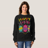 Happy Ostertag farbenfrohe Eierjagd Niedlich Sweatshirt (Vorne ganz)