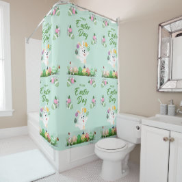 Happy Ostertag - Funny Bunny und Eggs Oster Duschvorhang