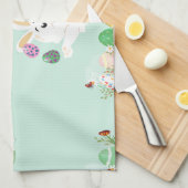Happy Ostertag - Funny Bunny und Eggs Oster Geschirrtuch (Viertel Falte)