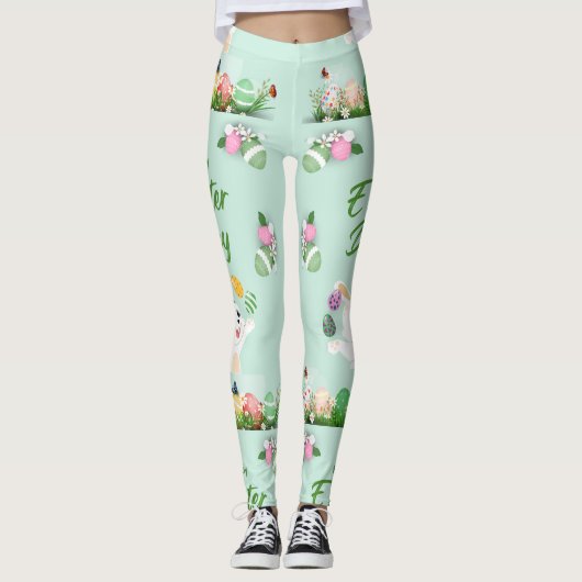 Happy Ostertag - Funny Bunny und Eggs Oster Leggings (Vorderseite)