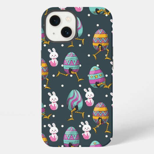 Happy Ostertag - Funny Bunny Wakes Pattern iPhone Hülle (Rückseite)