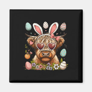 Happy Ostertag Hochland Kuh Ostern Bunny Rabbit Magnet