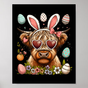 Happy Ostertag Hochland Kuh Ostern Bunny Rabbit Poster