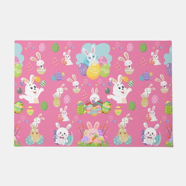 Happy Ostertag - Muster Sonne und Eier Fußmatte (Vorderseite)