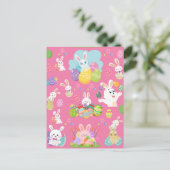 Happy Ostertag - Muster Sonne und Eier Postkarte (Stehend Vorderseite)