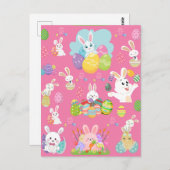 Happy Ostertag - Muster Sonne und Eier Postkarte (Vorne/Hinten)