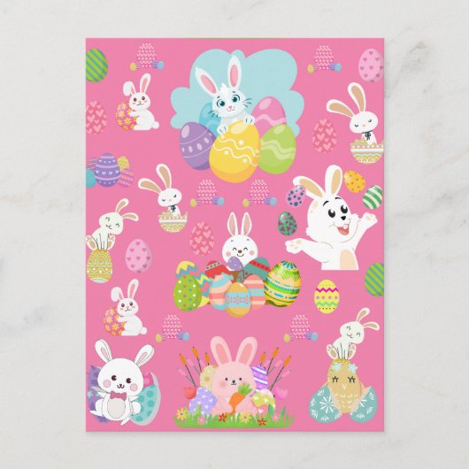 Happy Ostertag - Muster Sonne und Eier Postkarte (Vorderseite)