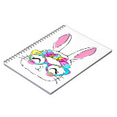 Happy Ostertag Niedlich Bunny Rabbit Face Gefärbte Notizblock (Linke Seite)