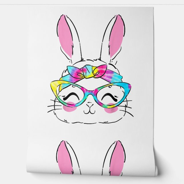 Happy Ostertag Niedlich Bunny Rabbit Face Gefärbte Tapete (Abrollen)