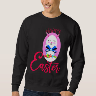 Happy Ostertag Niedlicher Bunny mit Eiern Osterhas Sweatshirt