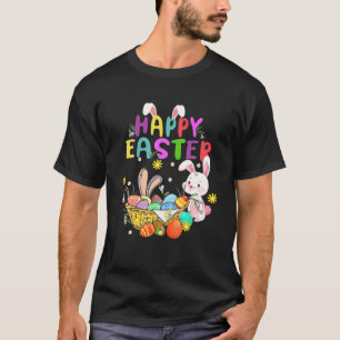 Happy Ostertag Niedlicher Bunny mit Eiern Osterhas T-Shirt