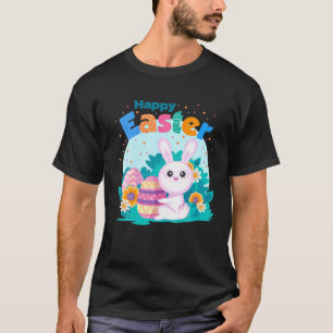 Happy Ostertag Niedlicher Bunny mit Eiern Osterhas T-Shirt