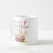 Happy Ostertag Niedliches Bunny mit Eiern - Ostern Kaffeetasse (Vorderseite Links)