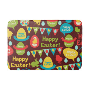 Happy Ostertag - Pattern Bunny und Eier Ostern Badematte