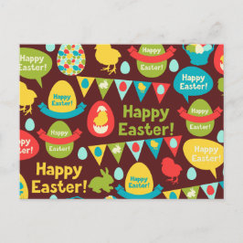 Happy Ostertag - Pattern Bunny und Eier Ostern Feiertagspostkarte
