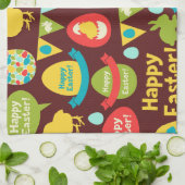 Happy Ostertag - Pattern Bunny und Eier Ostern Geschirrtuch (Gefaltet)