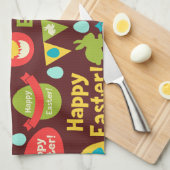 Happy Ostertag - Pattern Bunny und Eier Ostern Geschirrtuch (Viertel Falte)