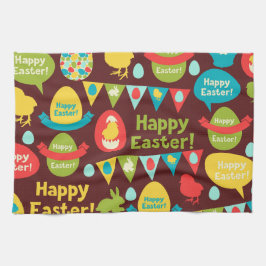 Happy Ostertag - Pattern Bunny und Eier Ostern Geschirrtuch