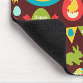 Happy Ostertag - Pattern Bunny und Eier Ostern Mousepad (Ecke)