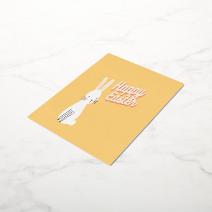 Happy Ostertext mit sonniger Orange Folien Feiertagspostkarte