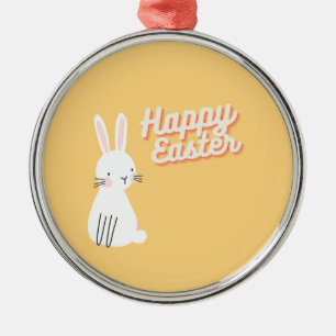 Happy Ostertext mit sonniger Orange Ornament Aus Metall
