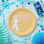 Happy Ostertext mit sonniger Orange Pappteller (Party)