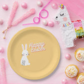 Happy Ostertext mit sonniger Orange Pappteller (Party)
