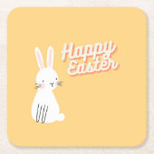 Happy Ostertext mit sonniger Orange Rechteckiger Pappuntersetzer (Vorderseite)