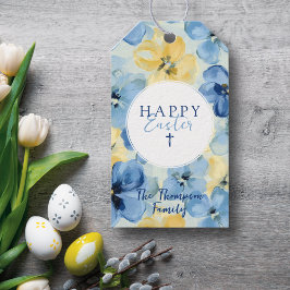 Happy Osterurlaub Floral Religiöse Kreuzname Geschenkanhänger