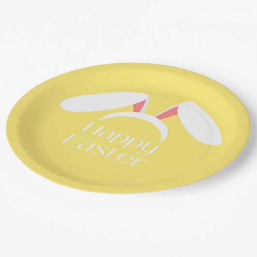 Happy Osterweiße, sonnige Ohren Pappteller (Schrägansicht)