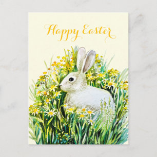 Happy Osterweiße, sonnige Wasserfarbe Postkarte