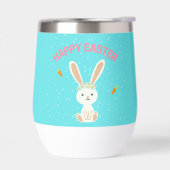 Happy Osterweißer Hase auf blau (Links)