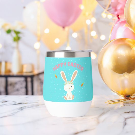 Happy Osterweißer Hase auf blau (Junggesellenabschied)