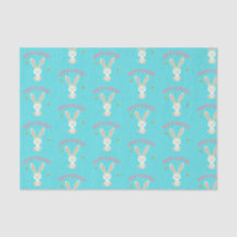 Happy Osterweißer Hase auf blau